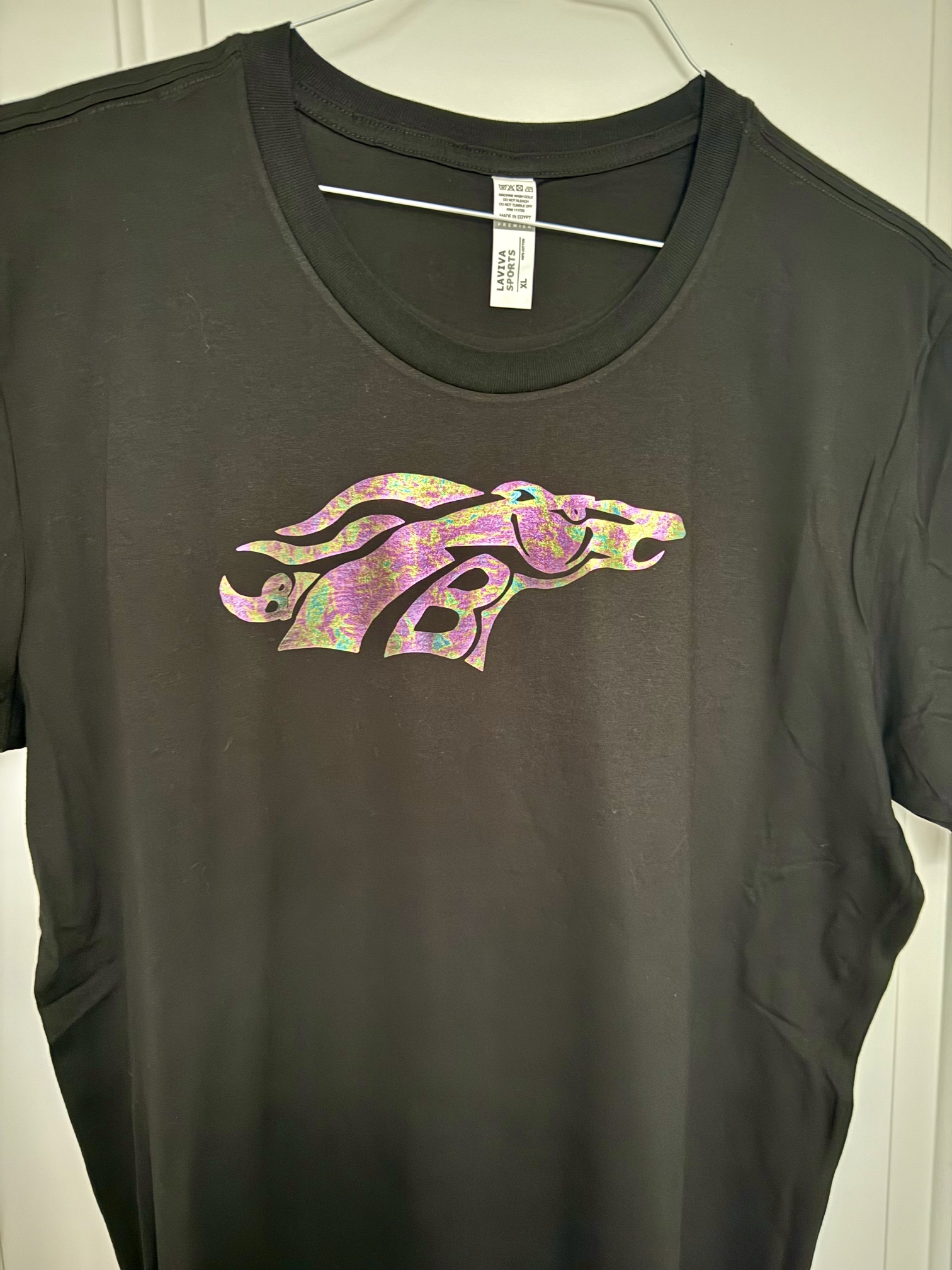 Bronco-head hologram logo tshirt